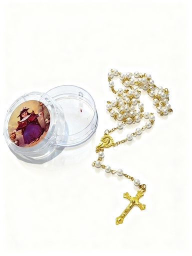 [R2167W] ROSARIOS PERLA DORADO PLATEADO