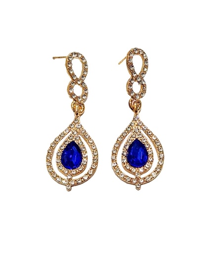 [EAR3347G] ZARCILLOS LARGOS FANTASIA STRASS DIAMANTE
