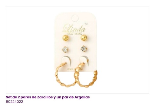 [80224022] ZARCILLOS SET TOPITOS Y ARGOLLAS