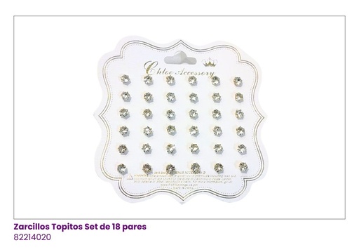 [SER-0426GC] ZARCILLOS TOPITOS BRILLANTES SET DE 18