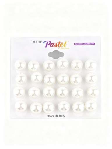 [ELE9139WHT] ZARCILLOS TOPITOS PERLAS BLANCA SET DE 9 PARES