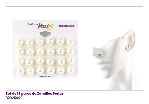 [ELE9139CRM] ZARCILLOS TOPITOS PERLAS PERLADA SET DE 9 PARES