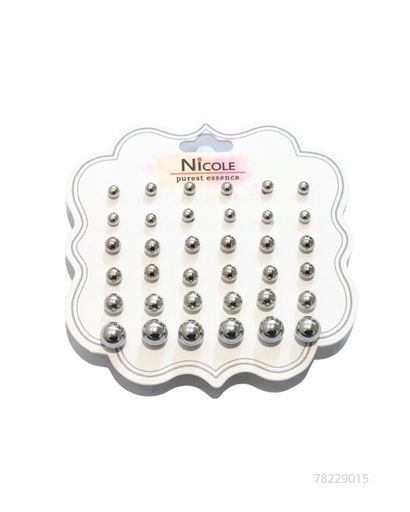 [78229015] ZARCILLOS TOPITOS PERLAS PLATEADA SET DE 18