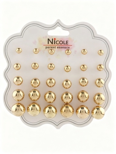 [78229020] ZARCILLOS TOPITOS SET DE 15 PERLA DORADO