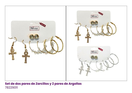 [78229011] ARGOLLAS Y ZARCILLOS SET DE 4 PARES