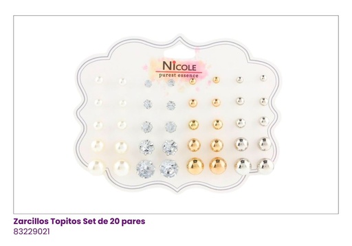 [CR3458] ZARCILLOS TOPITOS SET DE 20 PARES