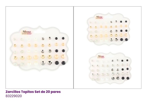 [CR3456] ZARCILLOS TOPITOS SET DE 20 PARES