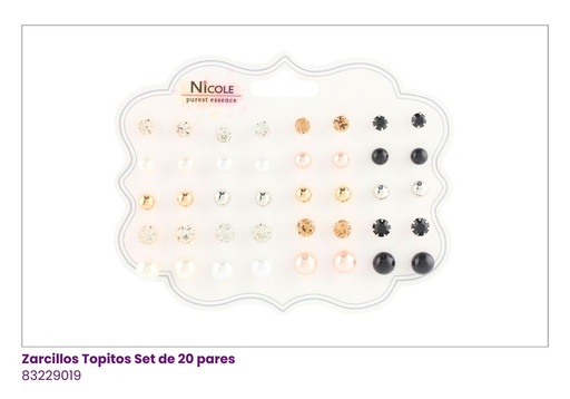 [CR3455] ZARCILLOS TOPITOS SET DE 20 PARES