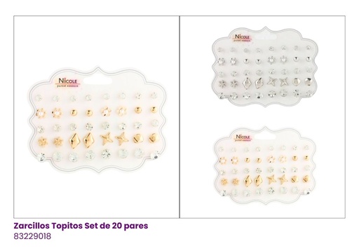 [CR3454] ZARCILLOS TOPITOS SET DE 20 PARES