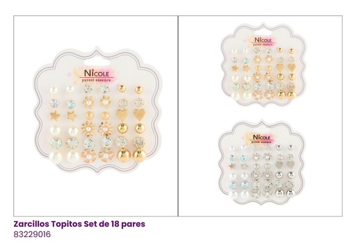 [CR3451] ZARCILLOS TOPITOS SET DE 18 PARES