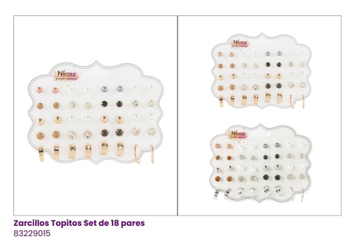 [CR3450] ZARCILLOS TOPITOS SET DE 20 PARES