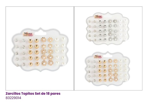 [CR3449] ZARCILLOS TOPITOS SET DE 20 PARES
