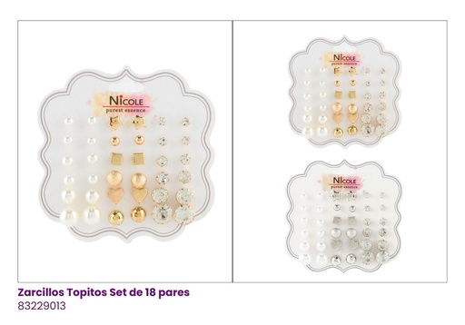 [CR3448] ZARCILLOS TOPITOS SET DE 18 PARES