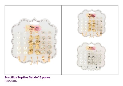 [CR3447] ZARCILLOS TOPITOS SET DE 18 PARES