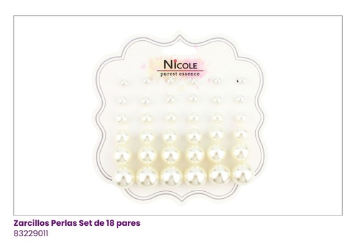 [CR3338C] ZARCILLOS TOPITOS PERLAS SET DE 18 PARES