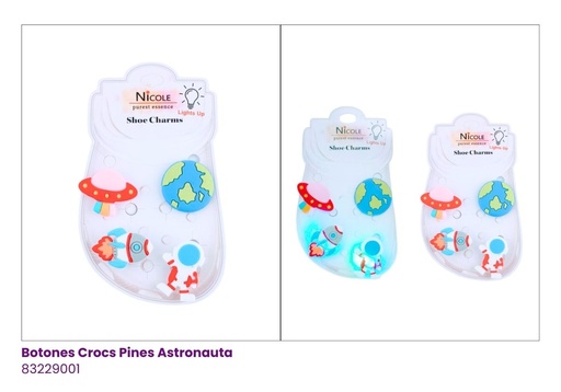 [AQE1206] BOTONES CHARMS CROCS ASTRONAUTA LED
