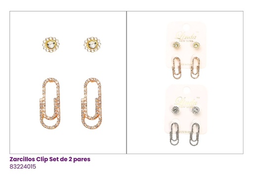[EAR6099341] ZARCILLOS LARGOS CLIP SET DE 2