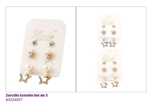 [EAR6099018] ZARCILLOS ESTRELLA SET DE 3