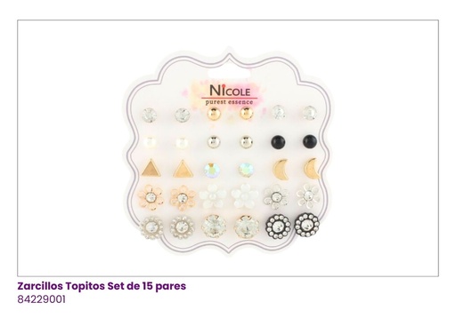 [CR3305] ZARCILLOS TOPITOS SET DE 15 PARES