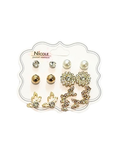 [CR3540] ZARCILLOS TOPITOS MARIPOSA SET DE 6 PARES