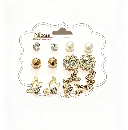 [CR3540] ZARCILLOS TOPITOS MARIPOSA SET DE 6 PARES