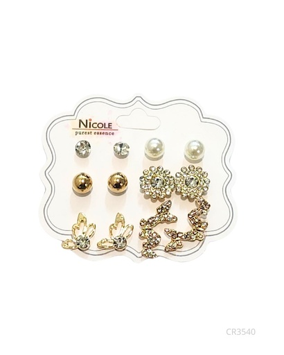 [CR3540] ZARCILLOS TOPITOS MARIPOSA SET DE 6 PARES