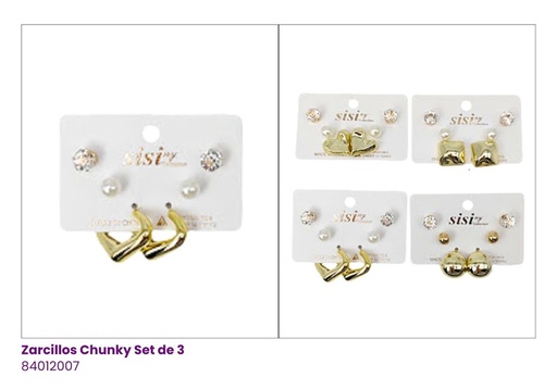 [EAR3393G] ZARCILLOS TOPITOS SET DE 3 PARES