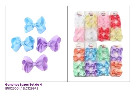 [ELC1299P2] GANCHOS LAZOS PASTEL SET DE 4