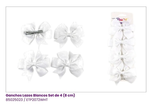 [ETP2072WHT] GANCHOS LAZOS BLANCOS SET DE 4
