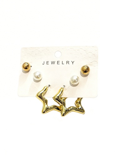 [RER-3032GS] ZARCILLOS SET DE 3 ESTRELLA