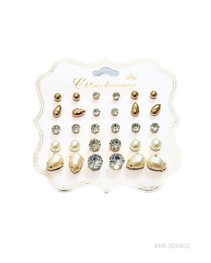 [RER-3054GS] ZARCILLOS TOPITOS SET DE 15 PARES