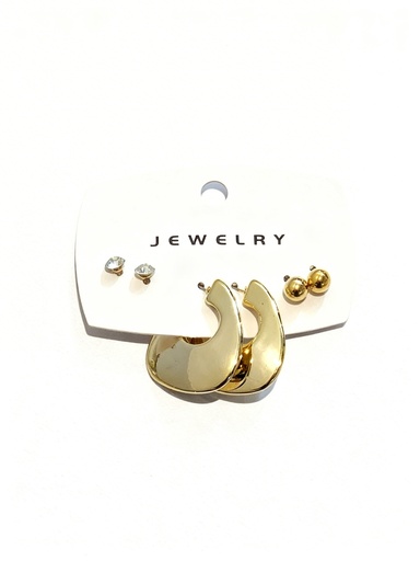 [SER-0575GS] ZARCILLOS TOPITOS SET 3 PARES