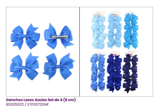 [ETP2072DNF] GANCHOS LAZOS AZULES SET DE 4