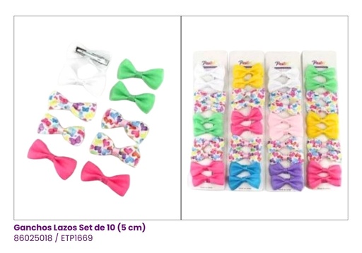 [ETP1669] GANCHOS LAZOS SET DE 10 PASTELES FLOR