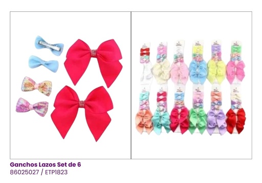 [ETP1823] GANCHOS LAZOS SET DE 6 PASTEL
