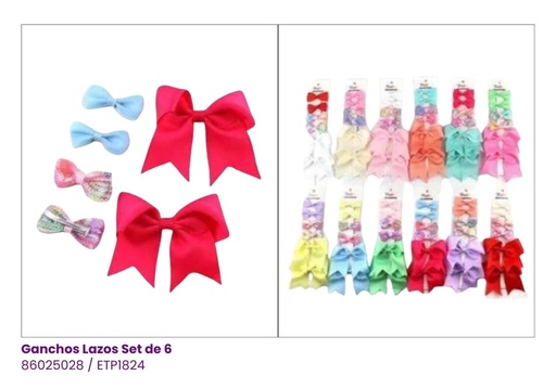 [ETP1824] GANCHOS LAZOS SET DE 6 PASTEL