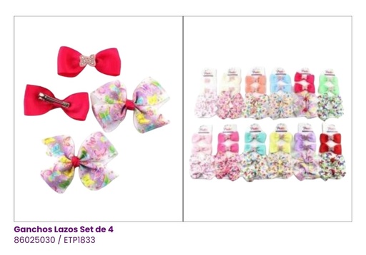 [ETP1833] GANCHOS LAZOS SET DE 4 MARIPOSA