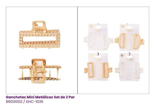 [1 DHC-1035] GANCHETAS METALICAS MINI SET DE 2 PAR