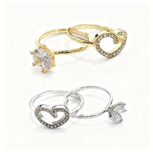 [IRI-921] ANILLOS PIEDRA CORAZON DOBLE