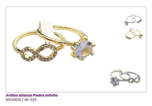 [IRI-925] ANILLOS PIEDRA INFINITO DOBLE