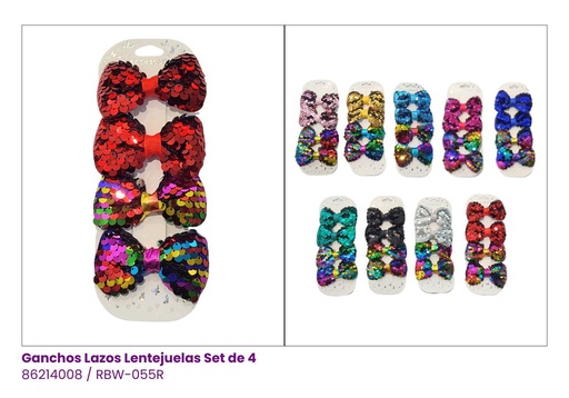 [RBW-055R] GANCHOS LAZOS SET DE 4 LENTEJUELAS