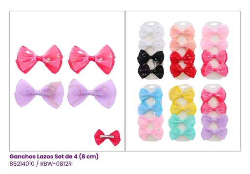 [RBW-0812R] GANCHOS LAZOS SET DE 4 PASTEL