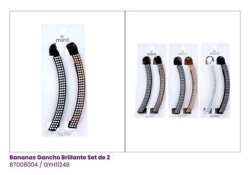 [GYH11248] BANANAS GANCHETAS STRASS SET DE 2