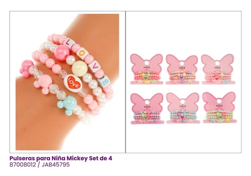 [JAB45795] PULSERAS DE NIÑAS X4 MICKEY