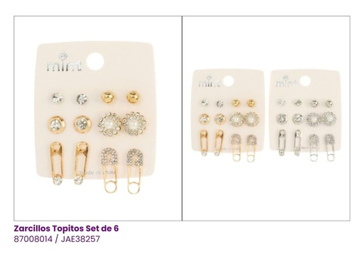 [JAE38257] ZARCILLOS TOPITOS FANTASIA CLIP SET DE 6