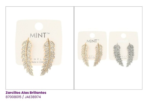 [JAE38974] ZARCILLOS CHUNKY HOJAS STRASS