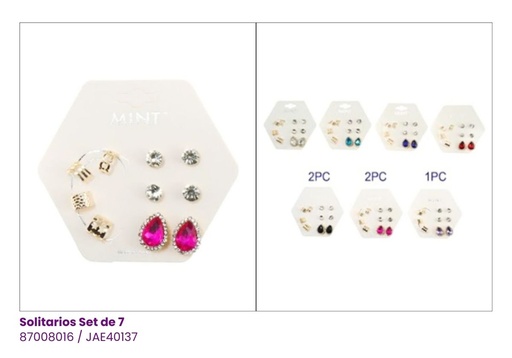 [JAE40137] ZARCILLOS TOPITOS PIEDRAS COLORES EAR CUFF SET