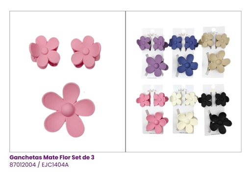 [EJC1404A] GANCHETAS MINI FLOR SET DE 3