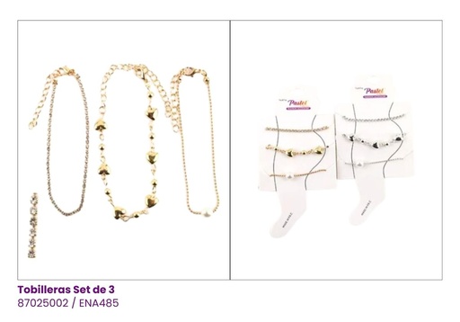 [ENA485] TOBILLERAS CEDENA SET DE 3