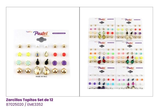 [EME3352] ZARCILLOS TOPITOS SET DE 12 PARES